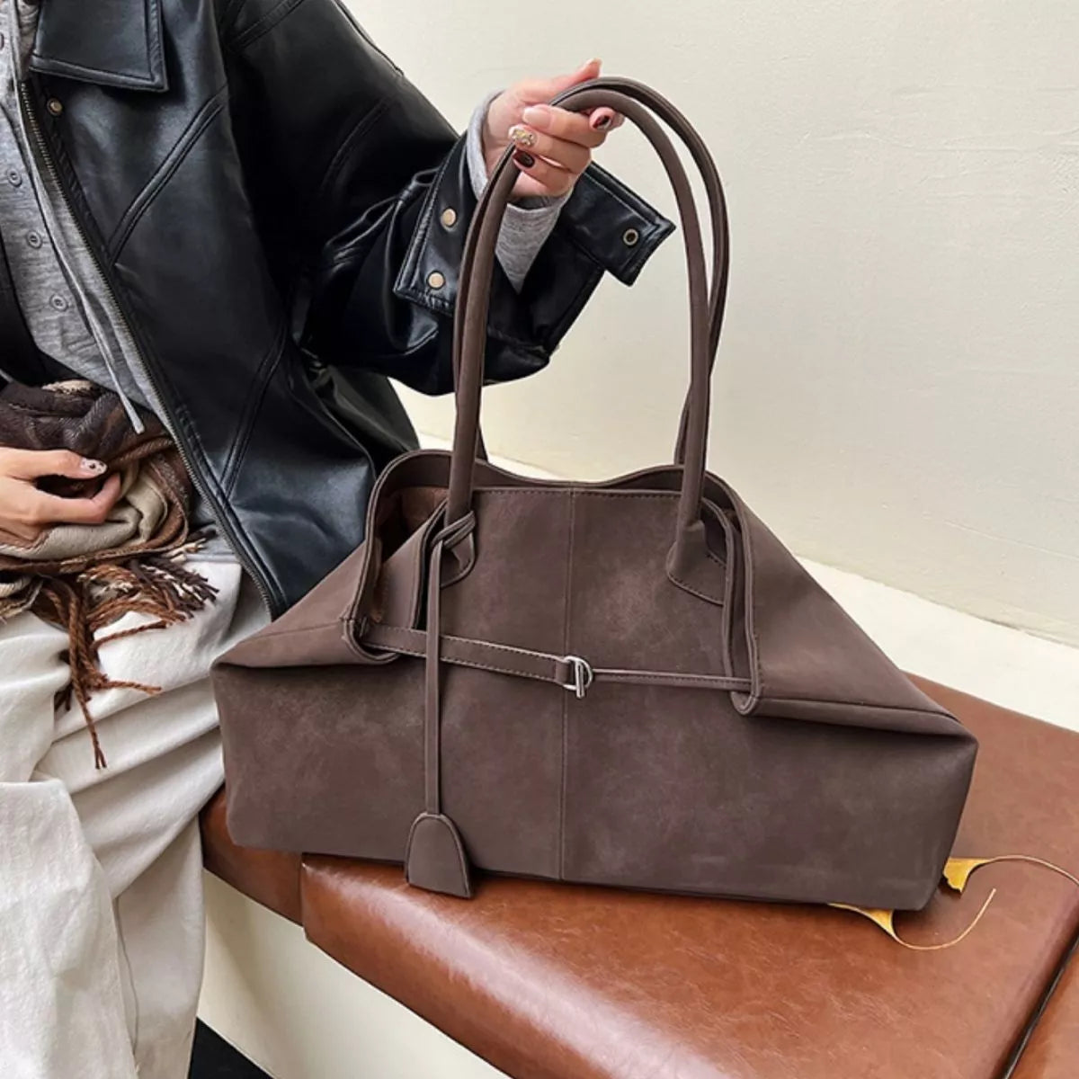 ElegantSuedeToteHandbagWomen