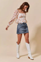 SO ME Denim Mini Skirt Washed with Pockets Casual Skirts 0015e77bae814bada61012f968219a5c-Max-Origin Trendsi