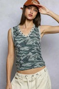 POL Camouflage Tank Top Cropped Studded V-Neck Blouse CAMO 0019dd40-ceca-461d-9d1c-c1ab6eb5b175-Max-Origin Trendsi