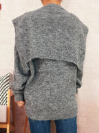Women's Sweater with Shawl Knit Ribbed Ribbed Hem V-Neck Long Sleeve 0020210dc5ba4610b7aca11eff691133-Max-Origin Trendsi