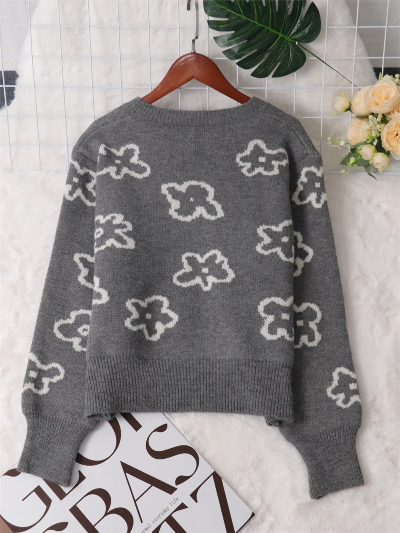 Women's Cardigan Floral Pattern Knit Button-Up Long Sleeve 003186b50e2d4a96a2b812cfba2aeee3-Max-Origin Trendsi