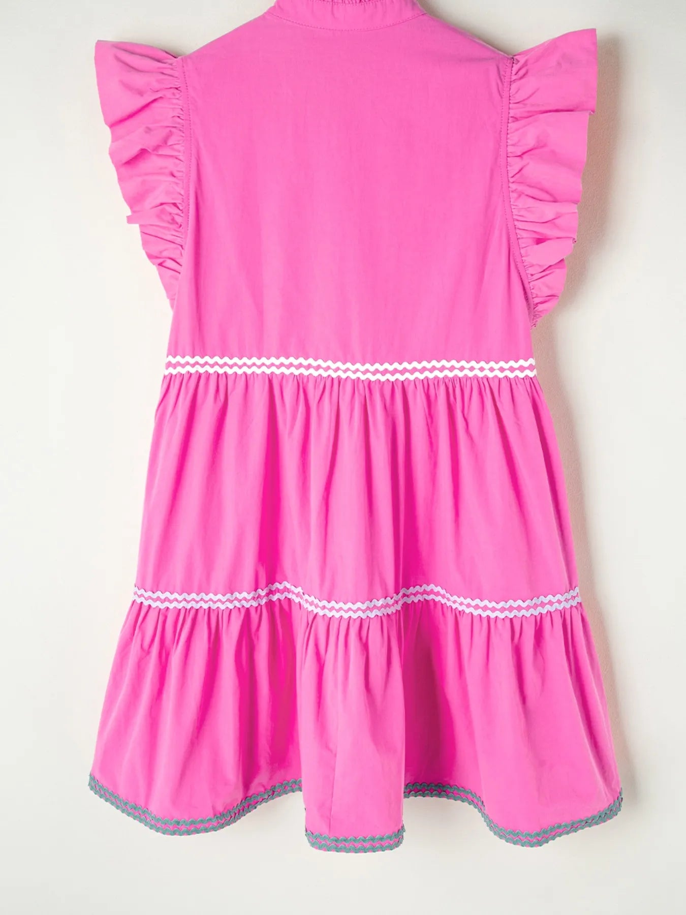 Ric Rac Mini Dress Ruffled Hot Pink Colorblock Flutter Sleeve Tiered Dress 003d7ee1-db2a-4465-a626-f9fdc1db0980-Max-Origin Trendsi