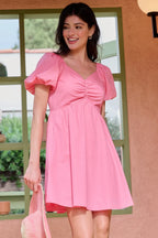 Mittoshop Mini Dress Pink Sweetheart Puff Short Sleeve Smocked PINK 006c66600cc1486d844c16fda5eefd6e-Max-Origin Trendsi