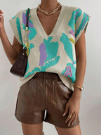 Sweater Vest Color Block V-Neck Knit Sleeveless Knitwear Top 008eb8bb-e781-4765-a73a-9f27a648e922-Max Trendsi