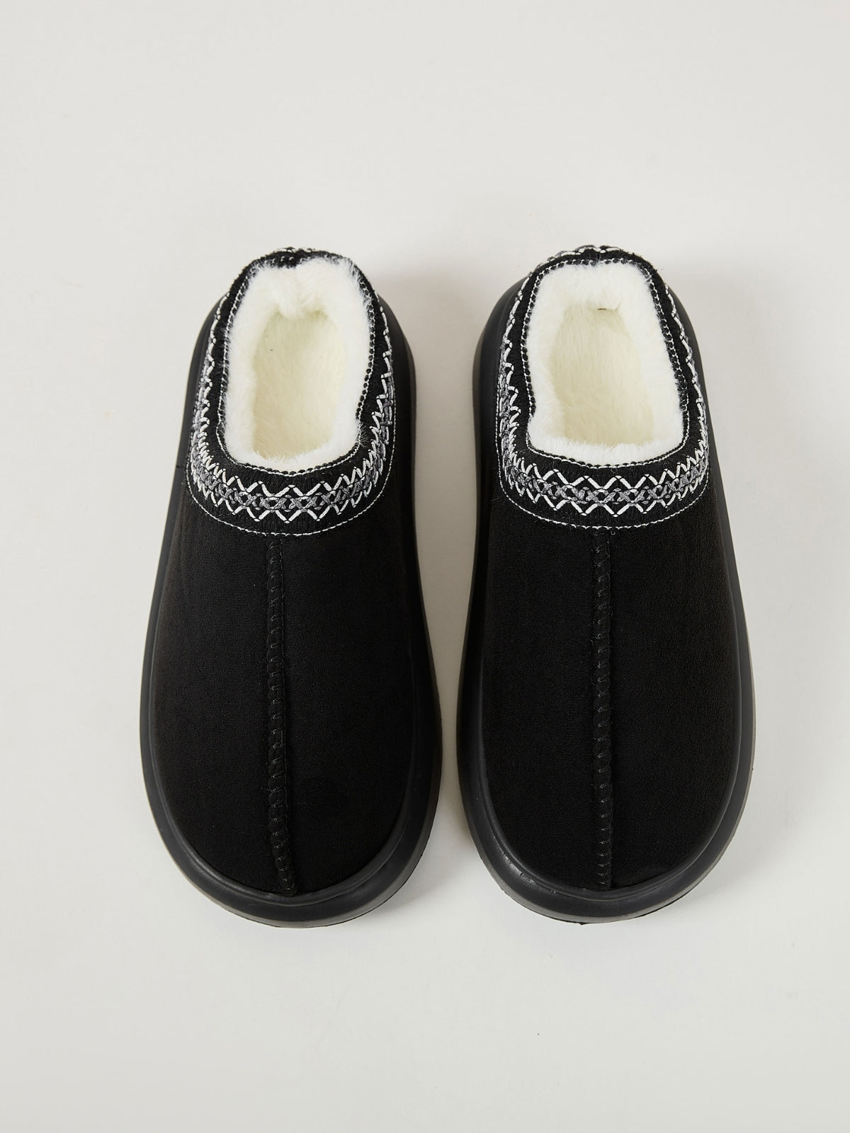 Suede Platform Slippers Faux Fur Lined Women Fashion Casual Rubber Shoes