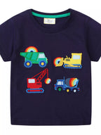 Children's Construction Vehicle Embroidered T-Shirt Black 00b0e043-f957-40e2-8c9e-8dbb2a1831ab-Max-Origin Trendsi