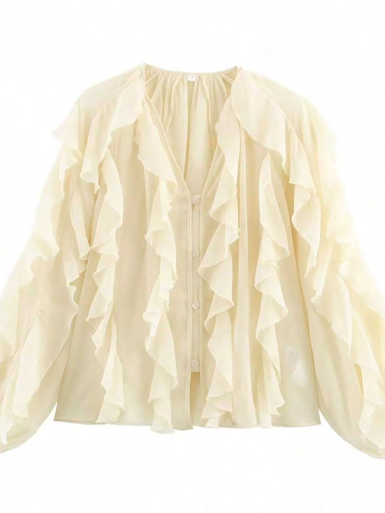 Womens Blouse Ruffled Layered Sheer Long Sleeve Top 00bf40a6-8a54-411b-8ffe-10a68c3a7ff8-Max-Origin Trendsi