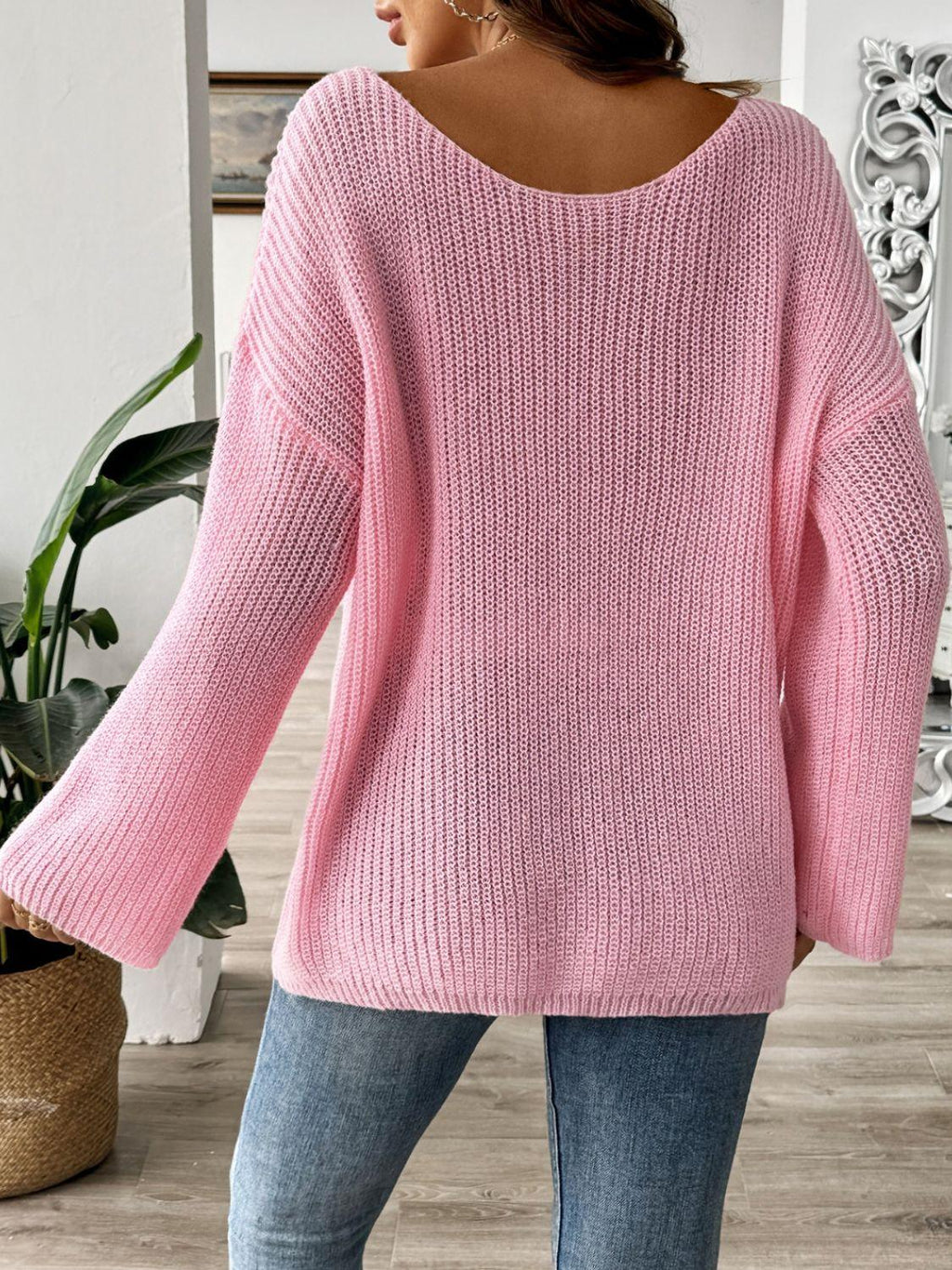 Sweater Oversized Round Neck Long Sleeve Knitwear 00c1fcba-f882-4e5e-ae3b-c5c0d2aa5e4a-Max Trendsi