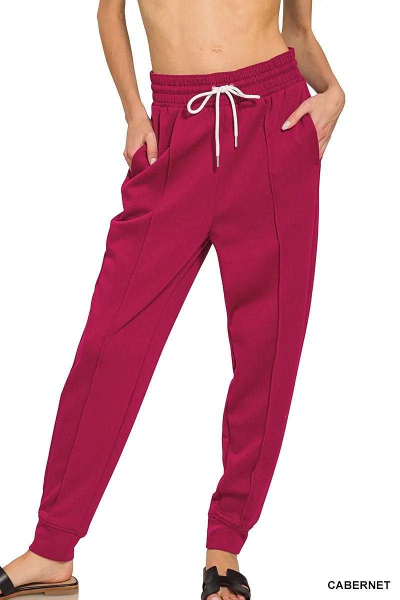 Zenana Sweatpants Drawstring Scuba with Pockets Burgundy CABERNET 00c5b897-388f-43f8-8ae4-e80e641c3278-Max-Origin Trendsi