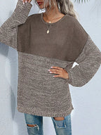 Women's Oversized Sweater Color Block Long Sleeve Knitwear Khaki 00f12a7b-a66d-4a33-9c62-b08eba65b959-Max-Origin Trendsi
