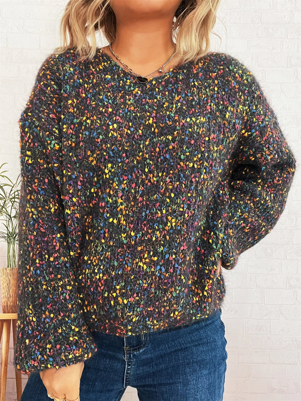 Women's Sweater Colorful Knit Oversized Long Sleeve Pullover 00f86adaef474fd38015b0119d589743-Max-Origin Trendsi