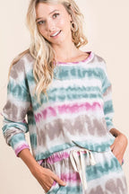 BiBi Women's Sweatshirt Tie Dye Print Terry Multicolor Long Sleeve Top 01049c8879914bef8cdaf3a7a6ddfe82-Max-Origin Trendsi
