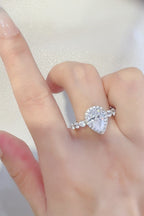 Silver Ring 2 Carat Moissanite Teardrop Stone 925 Sterling Jewelry with Box Silver 013b6d2a-d8a6-47a6-9be9-d924ca694312-Max Trendsi