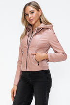 Snobbish Faux Leather Women Jacket Mauve Zip Up Drawstring Hooded 014068e0-a525-4193-94bb-7dd8754ada8f-Max_1038737e-3548-4b52-bbd0-837463eae50d Trendsi