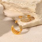 C-Hoop Earrings Stainless Steel Inlaid Zircon Gold-plated Jewelry 0140a21f-bc7c-4d75-acb5-79fc32f644a7-Max Trendsi