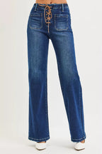 RISEN Womens Wide Leg Jeans High Rise with Front Tie Detail Plus Sizes 01652ae3647f4dff8cb483c936cc33d2-Max-Origin Trendsi