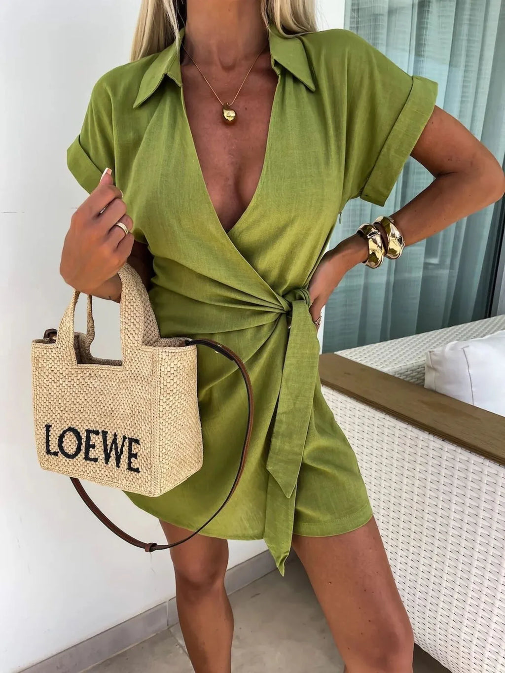 Women's Romper Surplice Bow Tie Waist Short Sleeve Collared Jumpsuit 0169a357543e4655931718fa7b7049bc-Max-Origin Trendsi