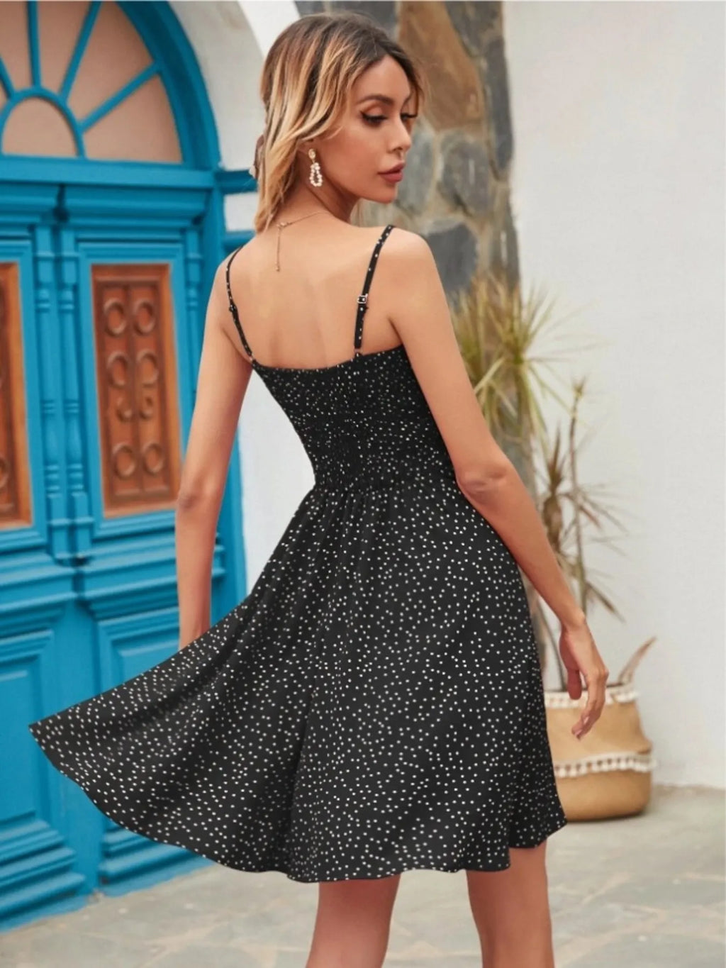 Mini Cami Dress Swiss Dot Smocked Square Neck with Thin Straps 0184bda5ba0741d38ae0f9182f15ede9-Max-Origin Trendsi