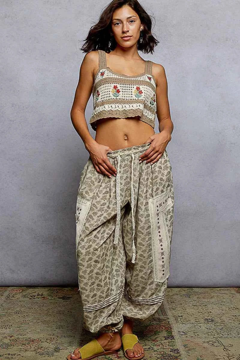 POL Crochet Cropped Cami Mocha Multi Floral Embroidered with Scalloped Hem Top 0189937d-0469-4548-89b2-48beb9b1a54c-Max-Origin Trendsi