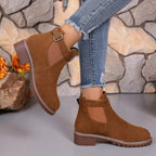 Women's Ankle Boots Round Toe Block Mid Heels Shoes 0193929abe6944f99dfde1bd62528361-Max-Origin Trendsi