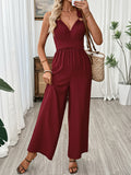 V-Neck Sleeveless Wide Leg Jumpsuit
