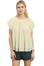 Umgee Crinkle Flutter Sleeve Peasant Top