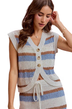 SO ME Multicolor Striped Low Gauge Sweater Vest Top