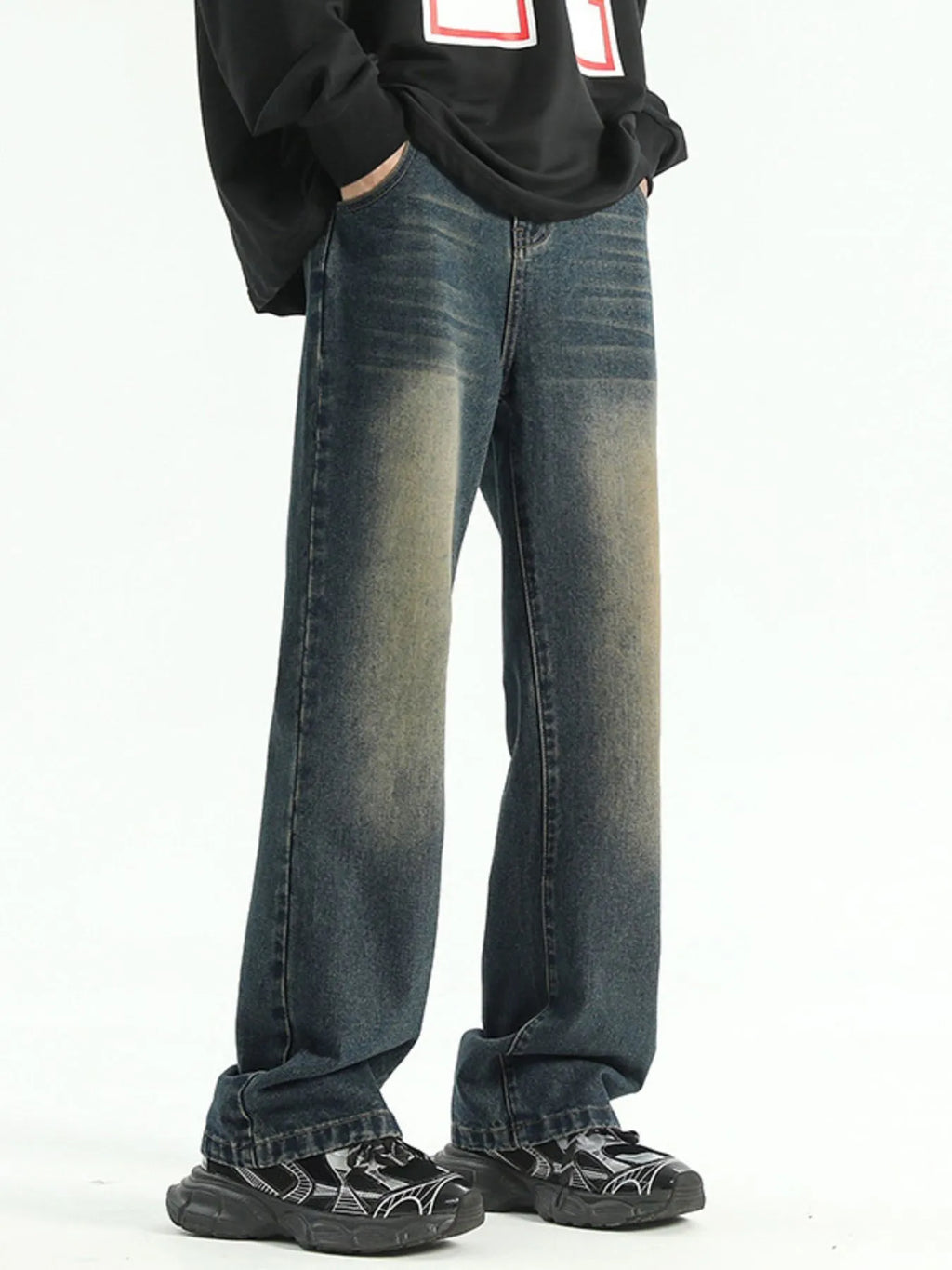 Men's Straight Leg Jeans Nostalgic Blue Washed Denim Pants 01c7d3f4-aa25-4fdb-b642-e750f5523613-Max-Origin Trendsi