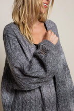 POL Women's Cardigan Longline Cable-Knit Ombre Distressed Open Long Sleeve 01d3a4a2-976e-4e3f-b5e4-7849abc0ce24-Max-Origin Trendsi
