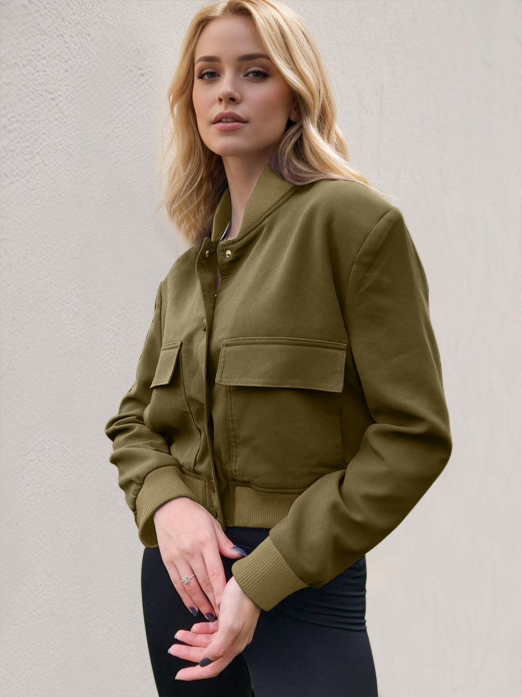 Leopard Cropped Women Jacket Baseball Collar Pocketed Snap Long Sleeve 01e895a1-0bae-4832-823a-33b6b5991033-Max Trendsi