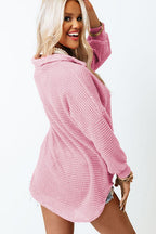 Waffle-Knit Women Shirt Collared Neck Long Sleeve Pocketed Single Breasted 01f76a59-6cda-4b85-b89f-a073e1b2429c-Max Trendsi