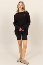 HYFVE Knit Women Sweater Black Distressed Long Sleeve Knit Top 01fb56f2-e641-42fa-b3ba-192f238f24b6-Max Trendsi