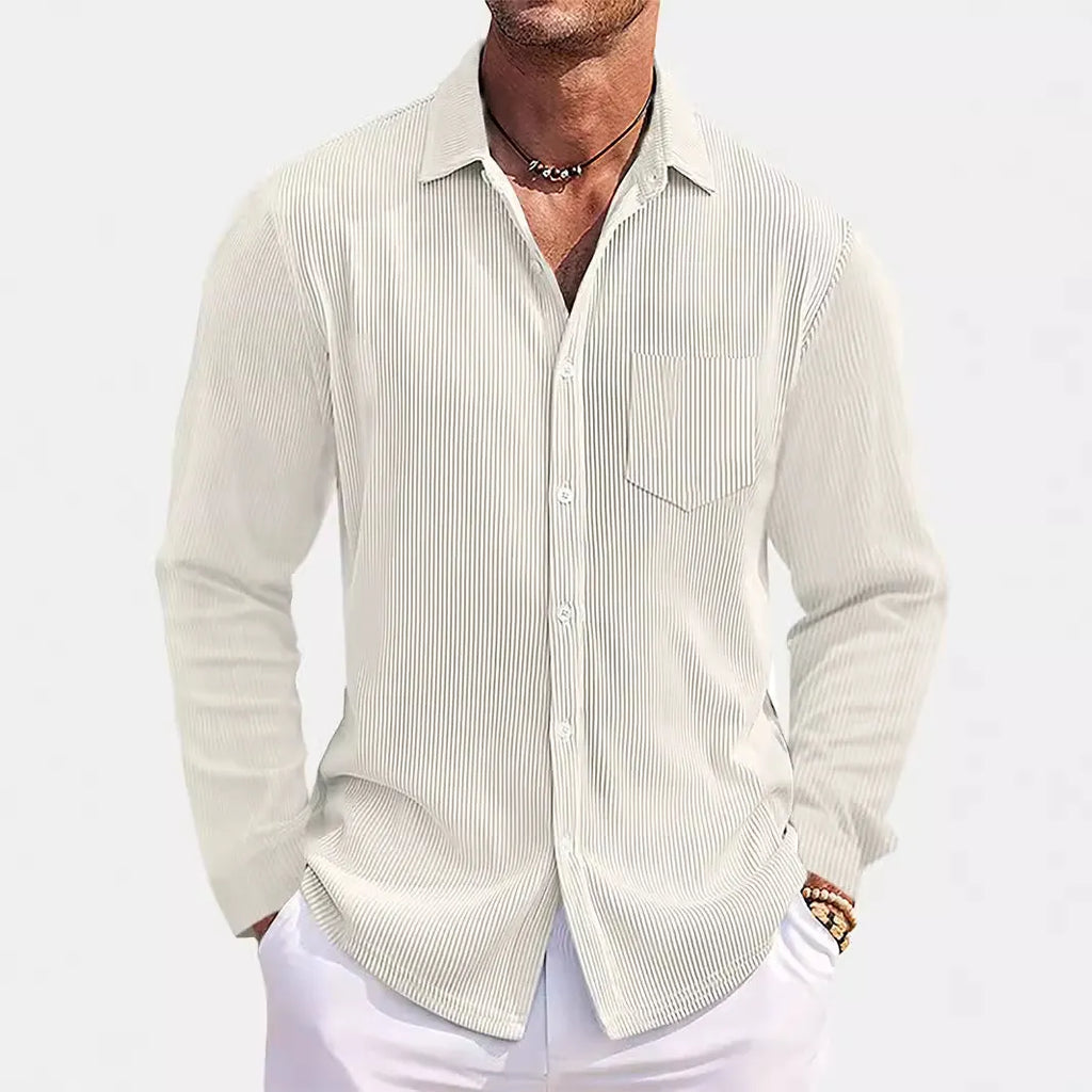Men's Long Sleeve Shirt Striped Single Breasted Patch Pocket Top S-5XL White 01fd3e7cb85d4f3d957938c035584663-Max-Origin Trendsi