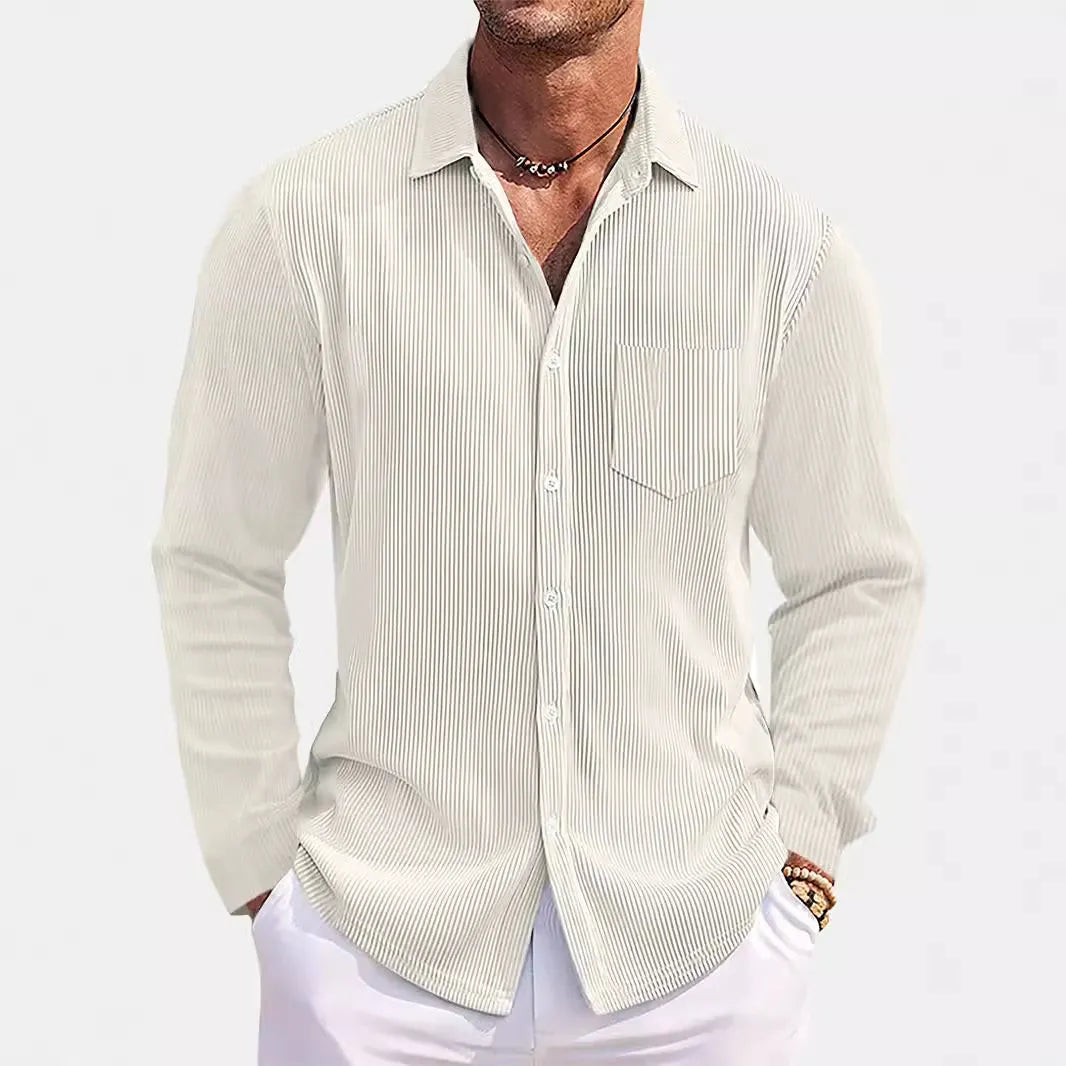 Men's Long Sleeve Shirt Striped Single Breasted Patch Pocket Top S-5XL White 01fd3e7cb85d4f3d957938c035584663-Max-Origin Trendsi