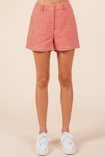Mittoshop Tweed Shorts Coral Women's Classic with Side Pockets 021bf45a-c33d-4667-83ea-17db991abf9b-Min Trendsi