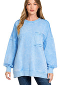 Zenana Halo Washed French Terry Exposed-Seam Sweatshirt