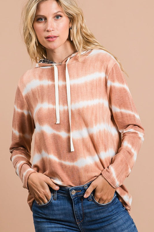 BiBi Hoodie Tie Dye Stripe Terry With Leopard Hood Long Sleeve Rust 026516a0-3df8-49d4-9776-7112c527c3d9-Max Trendsi