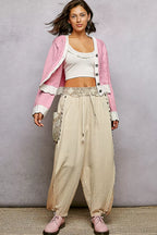 POL Womens Cable-Knit Cardigan Pink with Contrast Border Accents Buttoned 02767a4f-7b9a-4ba1-a926-acbce73e507e-Max-Origin Trendsi