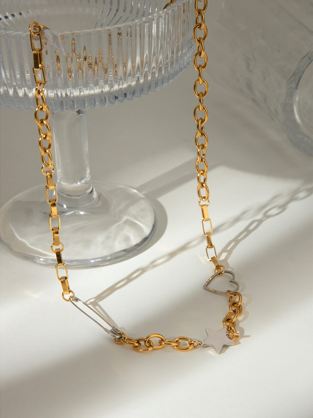 18K gold-plated Chain Necklace Stainless Steel Star Heart Women Jewelry 0278f594-f219-44eb-8538-cb7b1a83e002-Max Trendsi