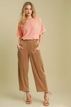 Umgee USA Women Pants Linen Cotton Elastic Waist Baggy Fit with Pockets 0298dff3-4a52-411c-b36b-280648941f00-Max Trendsi