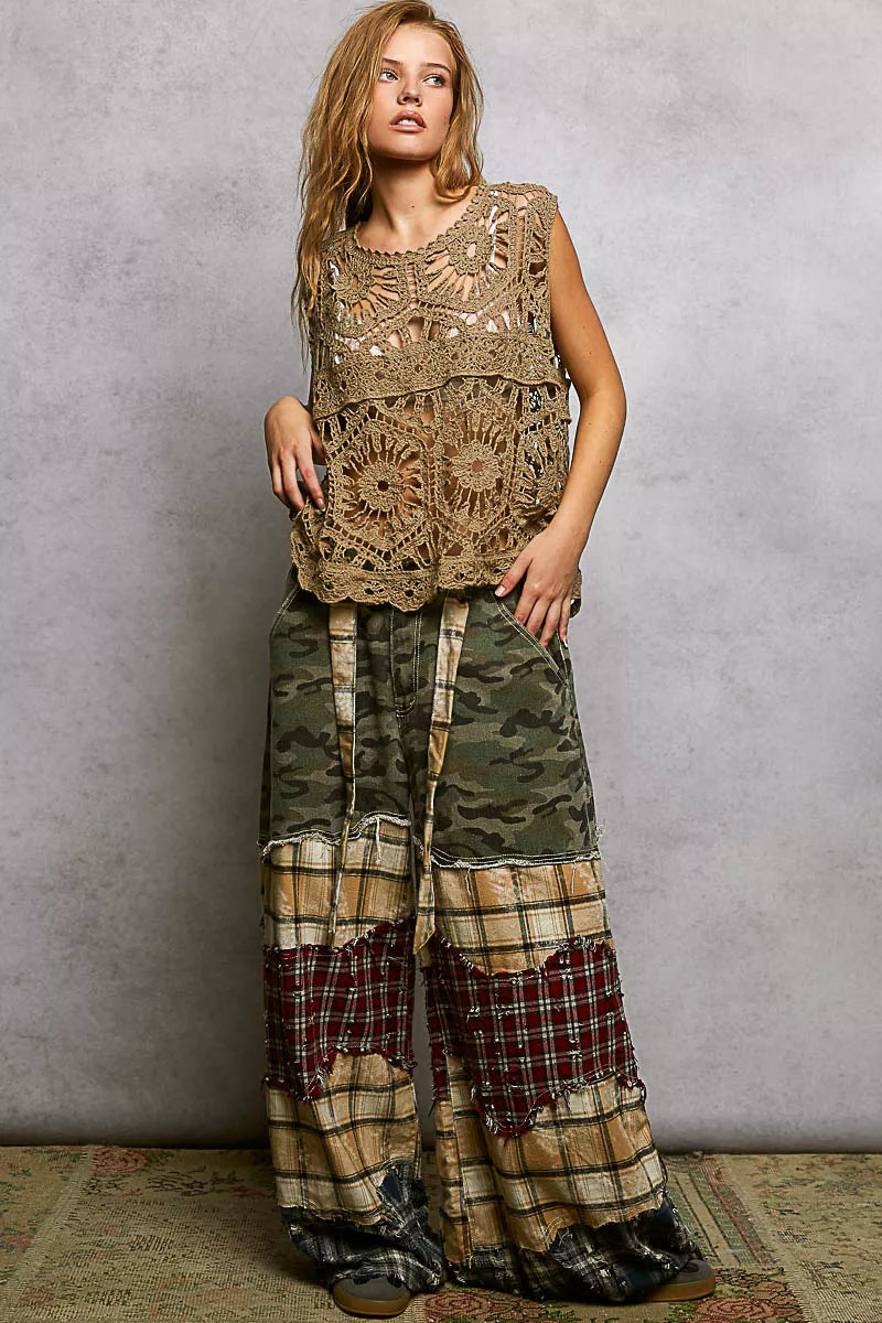 POL Crochet Tank Top Olive Floral Openwork Round Neck Blouse 029e0db7-18c4-4e05-9b26-e9596ba65715-Max-Origin Trendsi