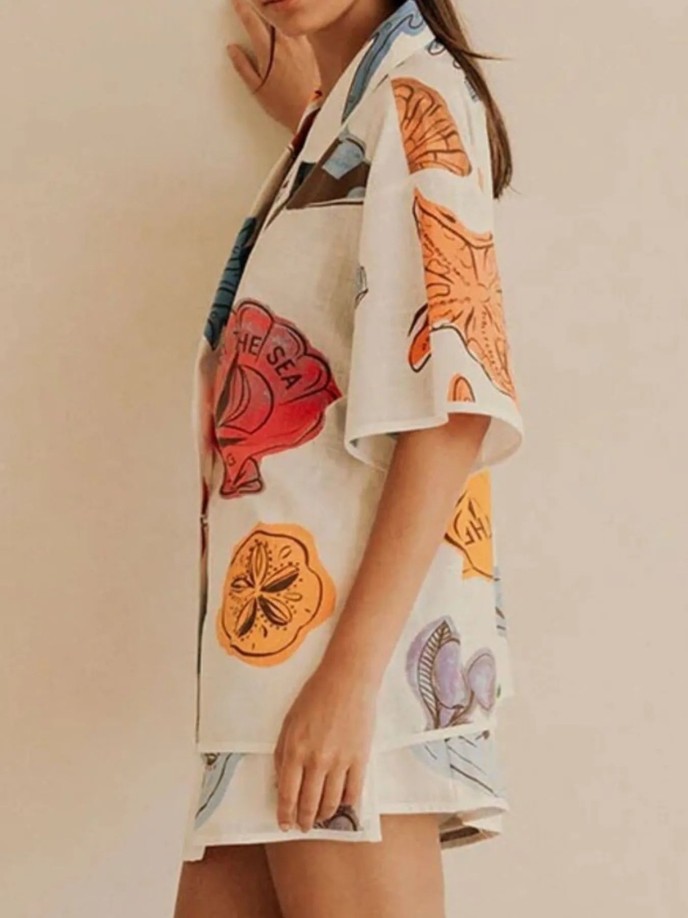 Women's Outfit Set Shirt Multicolor Floral Button Up Short Sleeve and Tied Shorts 02ae1371-e5c5-4648-baec-9e076a0d45c7-Max-Origin Trendsi