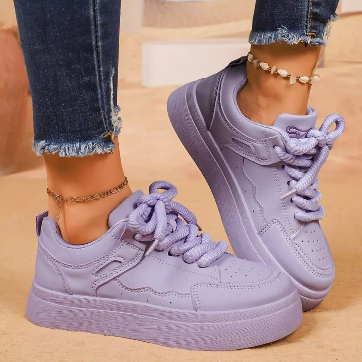 Women's Sneakers Round Toe Platform Mid Heels Casual Shoes Purple 02b8da4a869d425aa544df9db3d8979c-Max-Origin Trendsi