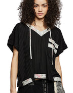 POL Short Sleeve Hooded Top with Back-Open Detail