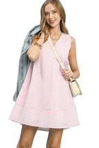 Umgee Sleeveless A-Line Mini Dress with Stripes and Pockets