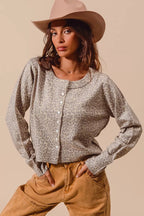 SO ME Womens Cardigan Leopard Two Tone Vintage Print Button Up 030932734621449ba9d2892f91964cf6-Max-Origin Trendsi