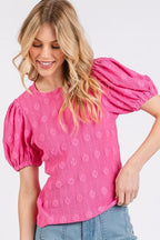 Mittoshop Top Hot Pink Floral Print Round Neck Short Sleeve 0312946b-108d-46e4-a6a4-bb69283eaa31-Min Trendsi