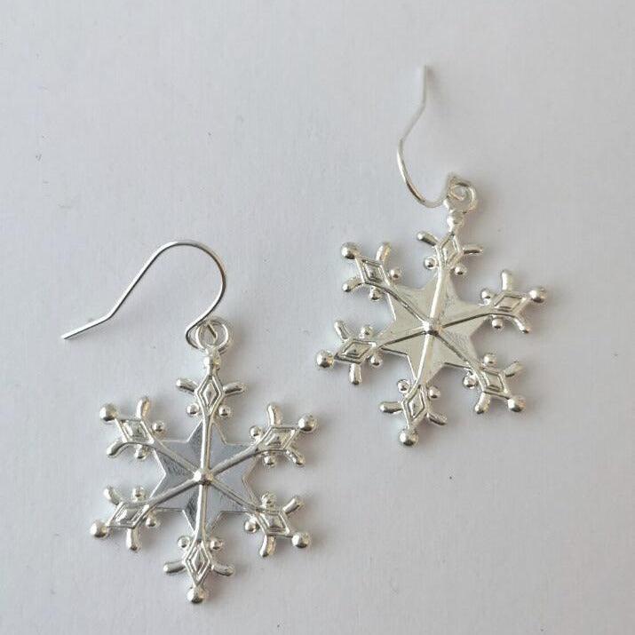 Silver-Plated Snowflakes Drop Earrings