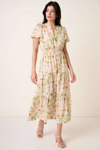 Mittoshop Maxi Dress Flower Print Flutter Sleeve V Slit Smocked SAGE 034f0b7a7b5c40e49660586241665568-Max-Origin Trendsi