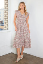 Mittoshop Midi Dress Flower Print Ruffle Cap Sleeve V-neck Mauve Floral 03672c491c8b4c5eb4337125087d4b99-Max-Origin Trendsi